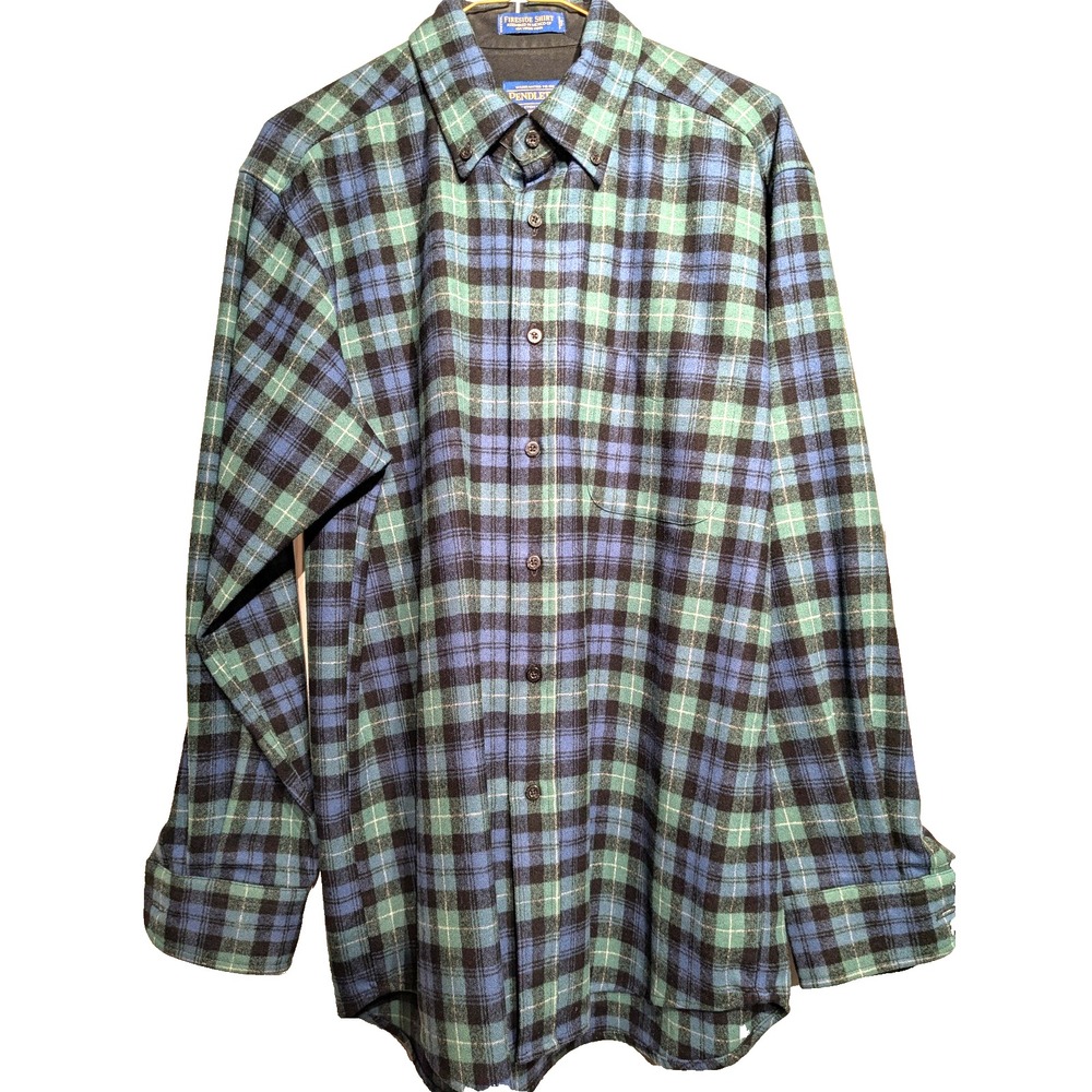 Pendleton Shirt Men M Green Blue Plaid Fireside Wool Lamont Ancient Tartan Lined